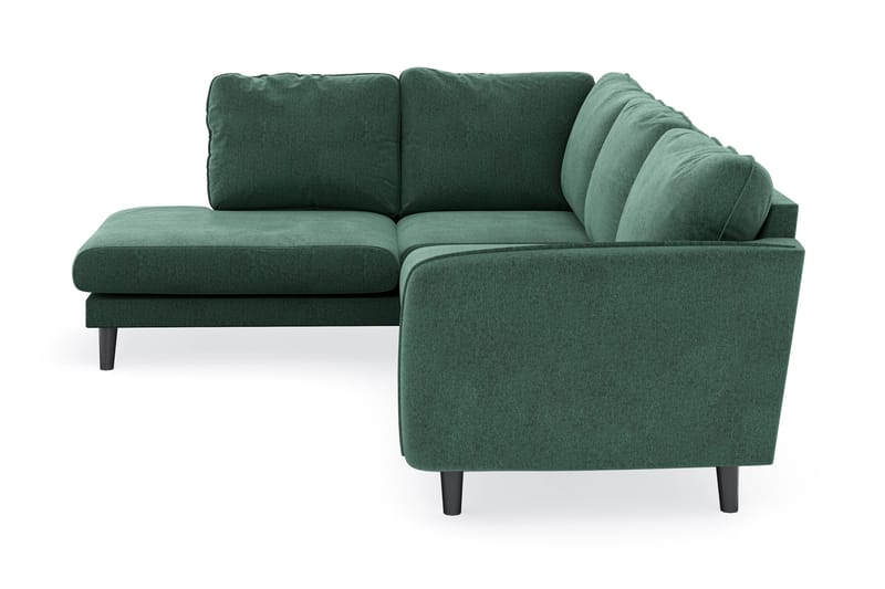 Trend Lyx 4-personers Venstrevendt L-formet Chaiselongsofa i Fløjl - Mørkegrøn - Møbler - Sofaer - Sofa med chaiselong