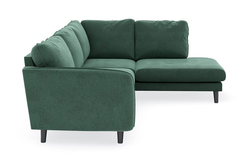 Trend Lyx 4-personers Højrevendt L-formet Chaiselongsofa i Fløjl - Mørkegrøn - Møbler - Sofaer - Sofa med chaiselong - 4 personers sofa med chaiselong