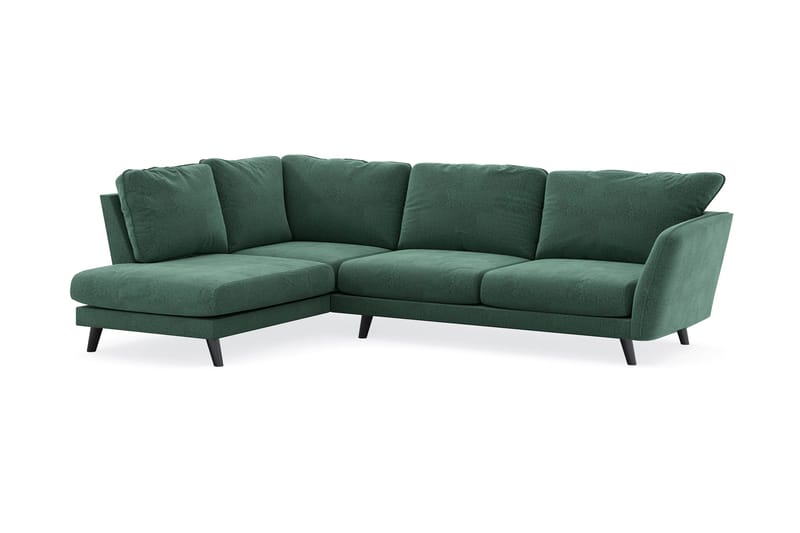 Trend Lyx 4-personers Venstrevendt L-formet Chaiselongsofa i Fløjl - Mørkegrøn - Møbler - Sofaer - Sofa med chaiselong - 4 personers sofa med chaiselong