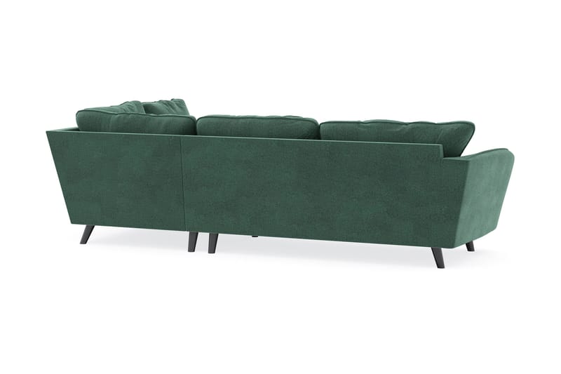Trend Lyx 4-personers Højrevendt L-formet Chaiselongsofa i Fløjl - Mørkegrøn - Møbler - Sofaer - Sofa med chaiselong - 4 personers sofa med chaiselong