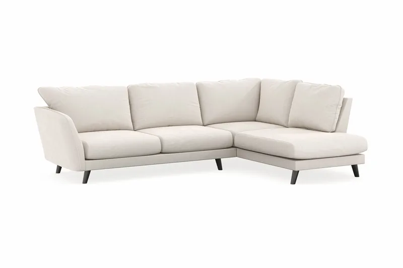Trend Lyx 4-personers Højrevendt L-formet Chaiselongsofa i Fløjl - Cremehvid - Møbler - Sofaer - Sofa med chaiselong - 4 personers sofa med chaiselong