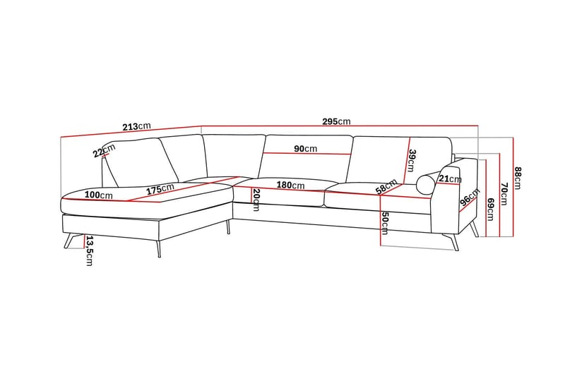 4-sits Soffa med Schäslong Scandinavian Choice Storm 09 Vänster Svart - Møbler - Sofaer - Sofa med chaiselong