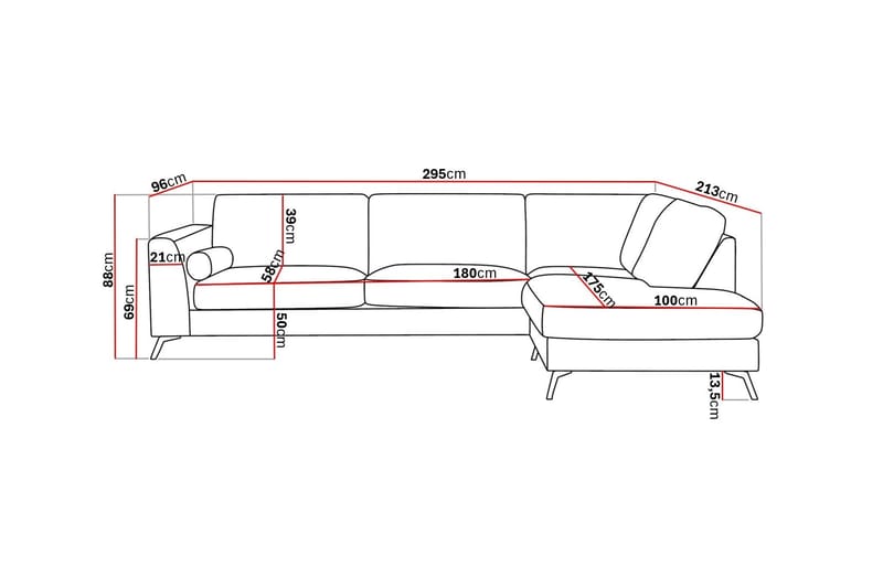 4-sits Soffa med Schäslong Scandinavian Choice Preston 24 Höger Svart - Møbler - Sofaer - Sofa med chaiselong