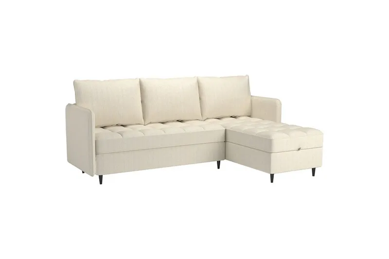 Almindelig sofa med enkel divan uden chaiselong Loft24 Hjørnesofa 3-personers Loft24 Lindhus Hvid - Møbler - Sofaer - Sofa med chaiselong