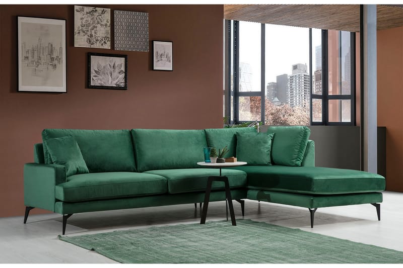 Andary Chaiselongsofa - Grøn/Sort - Møbler - Sofaer - Sofa med chaiselong