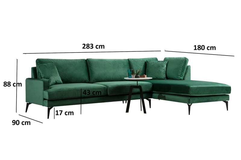 Andary Chaiselongsofa - Grøn/Sort - Møbler - Sofaer - Sofa med chaiselong