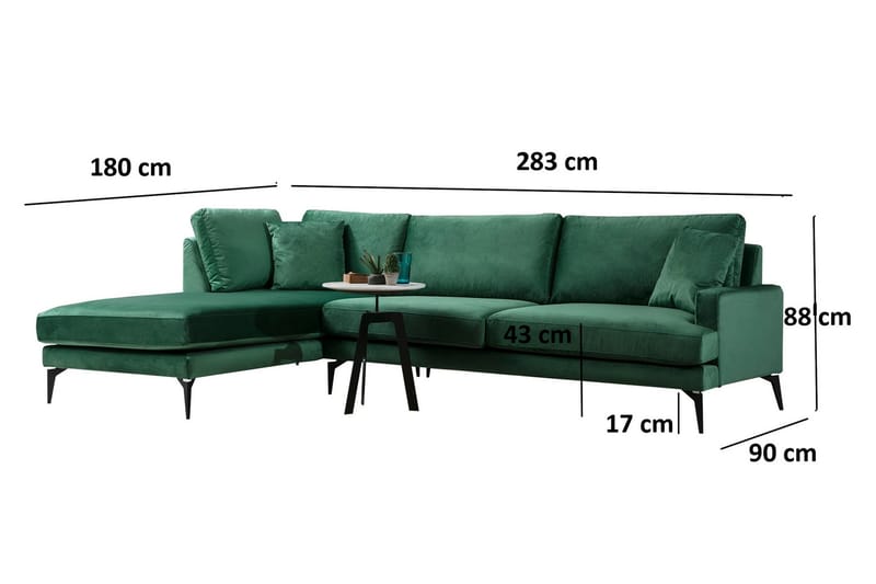 Andary Chaiselongsofa - Grøn/Sort - Møbler - Sofaer - Sofa med chaiselong