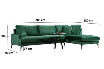 Andary Chaiselongsofa - Grøn/Sort - Møbler - Sofaer - Sofa med chaiselong