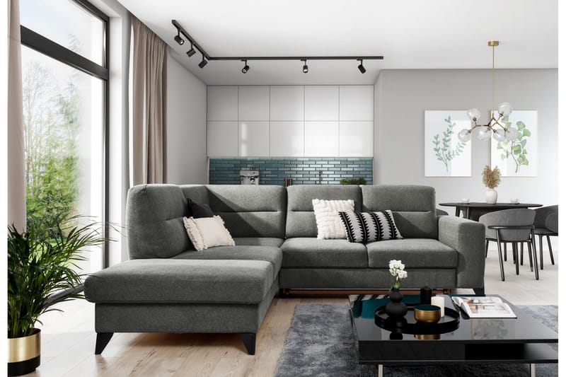 Anglika Sofa m. Chaiselong 4-Pers. - Grå - Møbler - Sofaer - Sofa med chaiselong