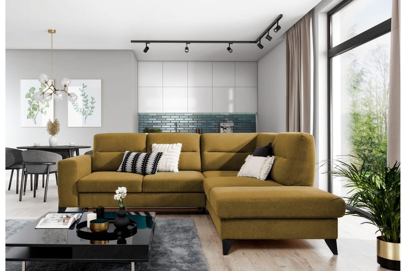 Anglika Sofa m. Chaiselong 4-Pers. - Gul - Møbler - Sofaer - Sofa med chaiselong