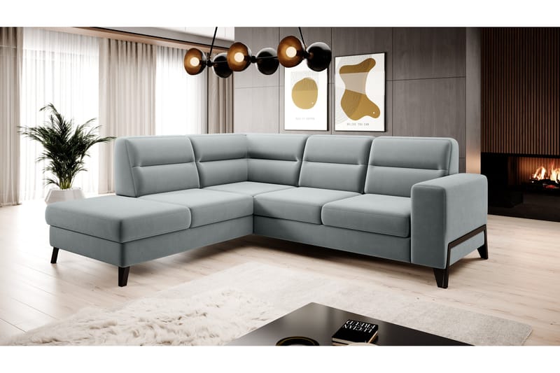 Anglika Sofa m. Chaiselong 4-Pers. - Grå - Sofa med chaiselong - 4 personers sofa med chaiselong - Velour sofaer