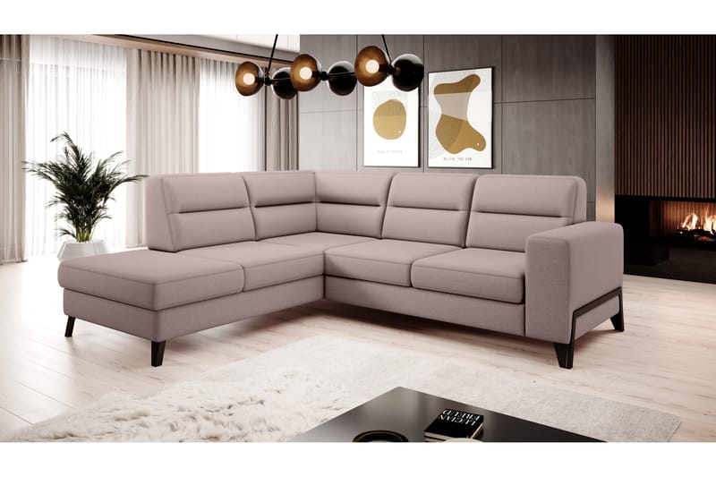 Anglika Sofa m. Chaiselong 4-Pers. - Lyserød - Sofa med chaiselong - 4 personers sofa med chaiselong