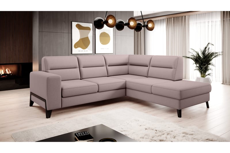 Anglika Sofa m. Chaiselong 4-Pers. - Lyserød - Sofa med chaiselong - 4 personers sofa med chaiselong