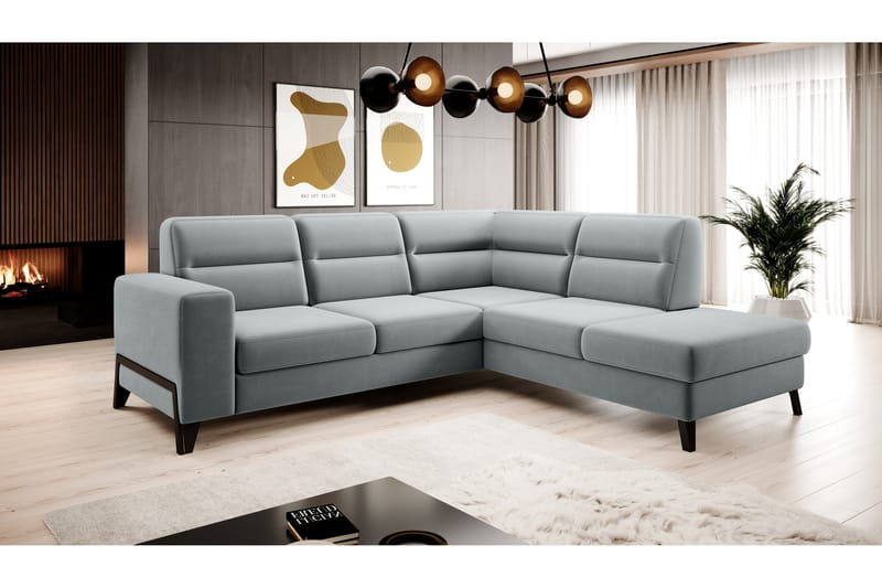 Anglika Sofa m. Chaiselong 4-Pers. - Grå - Sofa med chaiselong - 4 personers sofa med chaiselong - Velour sofaer