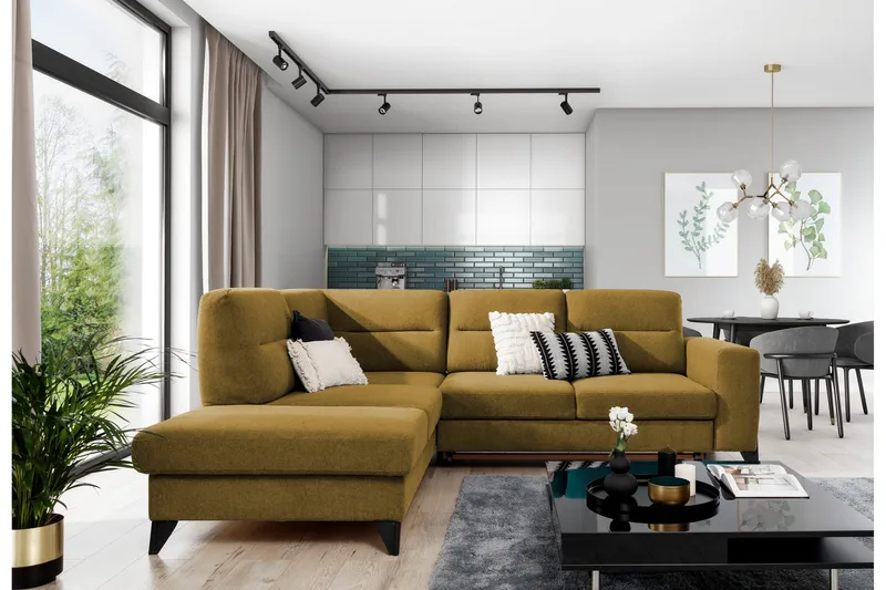 Anglika Sofa m. Chaiselong 4-Pers. - Gul - Møbler - Sofaer - Sofa med chaiselong