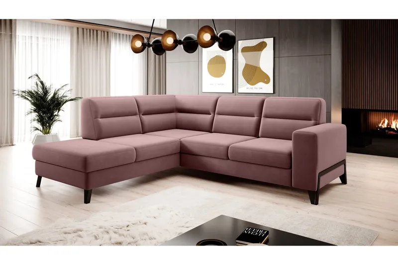 Anglika Sofa m. Chaiselong 4-Pers. - Lyserød - Møbler - Sofaer - Sofa med chaiselong