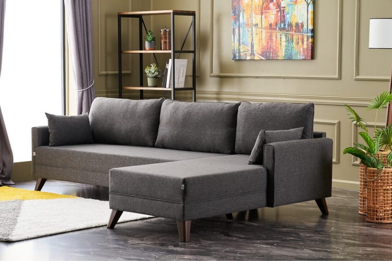 Antigua Chaiselongsofa Højre - Antracit/Brun - Møbler - Sofaer - Sofa med chaiselong