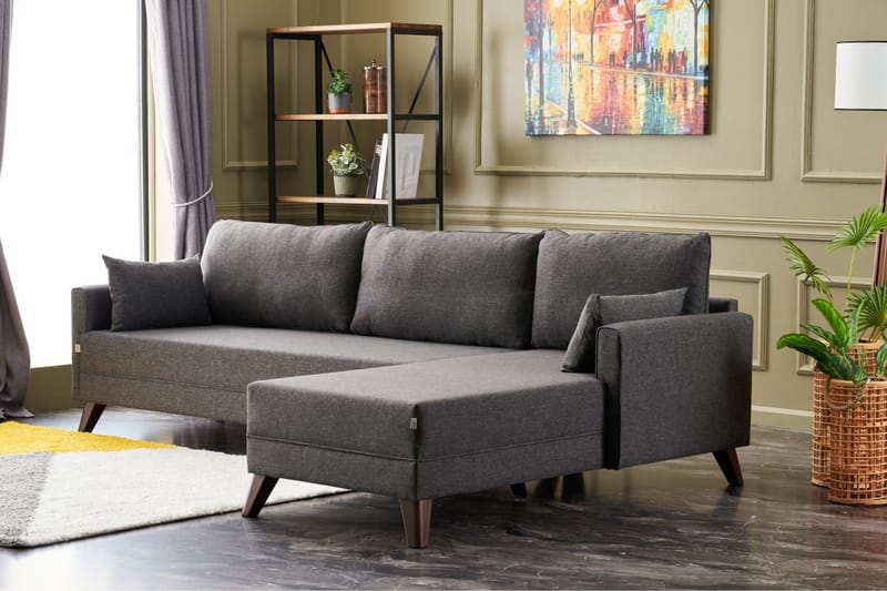 Antigua Chaiselongsofa Højre - Antracit/Brun - Møbler - Sofaer - Sofa med chaiselong