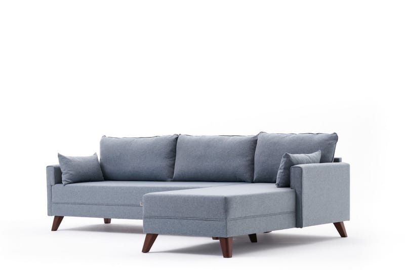 Antigua Chaiselongsofa Højre - Blå/Brun - Sofa med chaiselong - 4 personers sofa med chaiselong