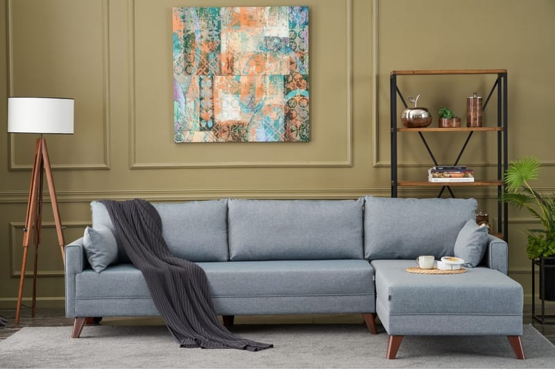 Antigua Chaiselongsofa Højre - Blå/Brun - Møbler - Sofaer - Sofa med chaiselong