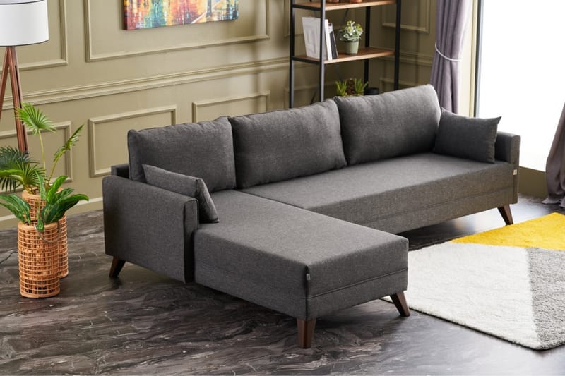 Antigua Chaiselongsofa Venstre - Antracit/Brun - Sofa med chaiselong - 4 personers sofa med chaiselong