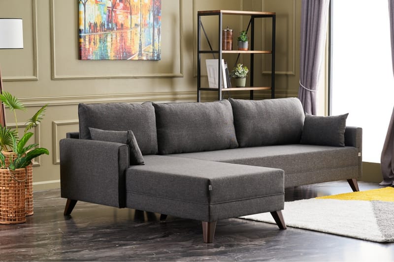 Antigua Chaiselongsofa Venstre - Antracit/Brun - Sofa med chaiselong - 4 personers sofa med chaiselong