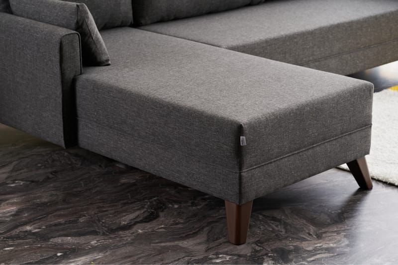 Antigua Chaiselongsofa Venstre - Antracit/Brun - Sofa med chaiselong - 4 personers sofa med chaiselong