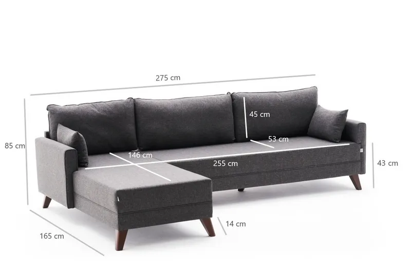 Antigua Chaiselongsofa Venstre - Antracit/Brun - Møbler - Sofaer - Sofa med chaiselong