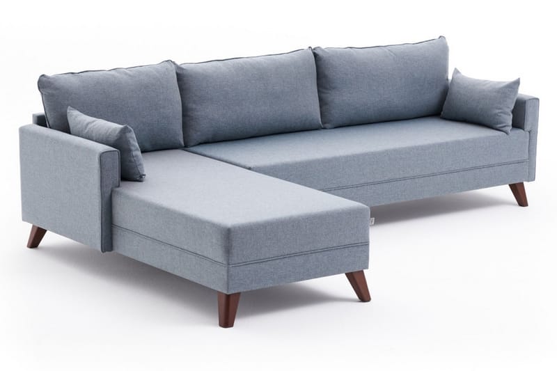 Antigua Chaiselongsofa Venstre - Blå/Brun - Sofa med chaiselong - 4 personers sofa med chaiselong