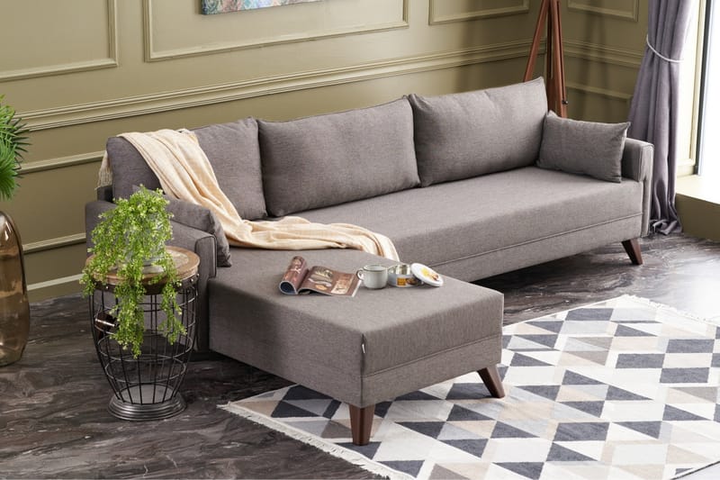 Antigua Chaiselongsofa Venstre - Brun - Sofa med chaiselong - 4 personers sofa med chaiselong