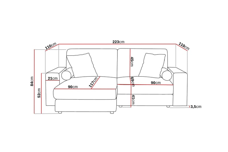 Arken Lyx 3-personers Vendbar L-formet Dyb Chaiselongsofa i Manchester - Brun - Møbler - Sofaer - Sofa med chaiselong