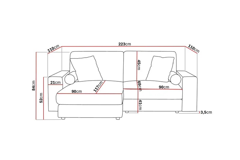 Arken Lyx 3-personers Vendbar L-formet Dyb Chaiselongsofa i stof - Brun - Møbler - Sofaer - Sofa med chaiselong