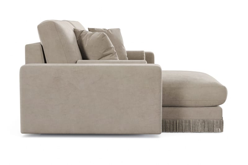 Arken Lyx 3-personers Vendbar L-formet Dyb Chaiselongsofa i fløjl - Beige - Møbler - Sofaer - Sofa med chaiselong