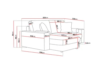 Arken Lyx 3-personers Vendbar L-formet Dyb Chaiselongsofa i Manchester - Greige - Møbler - Sofaer - Sofa med chaiselong