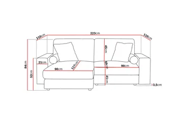 Arken Lyx 3-personers Vendbar L-formet Dyb Chaiselongsofa i stof - Beige - Møbler - Sofaer - Sofa med chaiselong