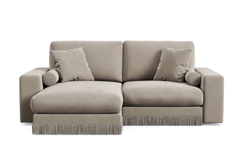 Arken Lyx 3-personers Vendbar L-formet Dyb Chaiselongsofa i fløjl - Beige - Møbler - Sofaer - Sofa med chaiselong