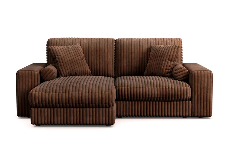 Arken Lyx 3-personers Vendbar L-formet Dyb Chaiselongsofa i Manchester, Mørkebrun