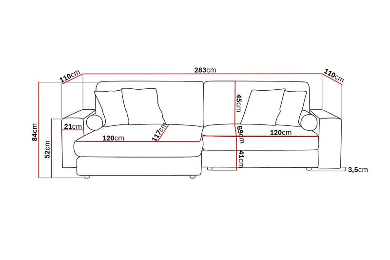 Arken Lyx 4-personers Vendbar L-formet Dyb Chaiselongsofa i stof - Brun - Møbler - Sofaer - Sofa med chaiselong