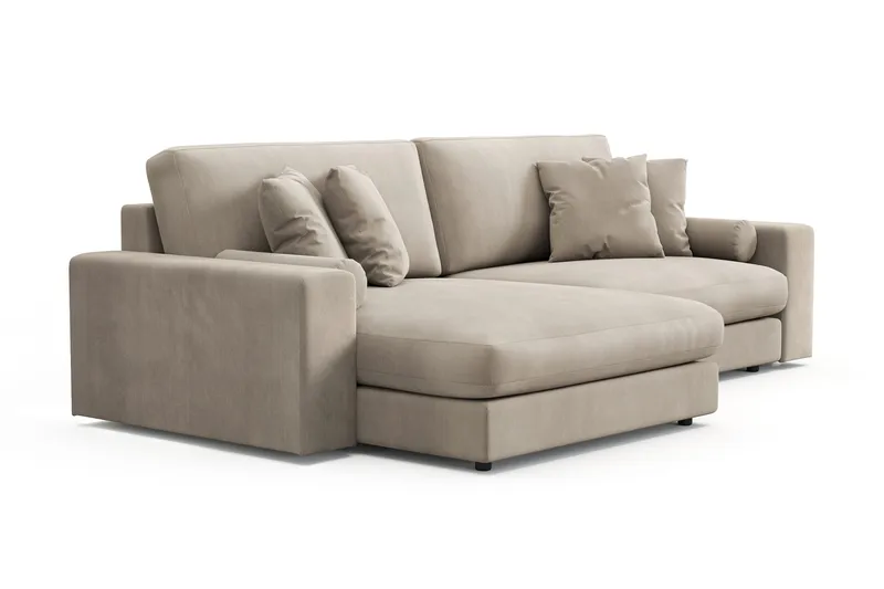Arken Lyx 4-personers Vendbar L-formet Dyb Chaiselongsofa i Manchester - Greige - Møbler - Sofaer - Sofa med chaiselong