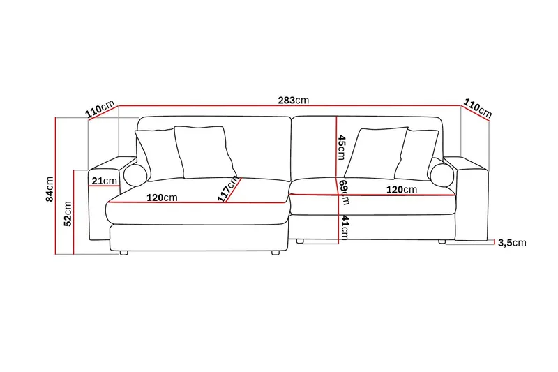 Arken Lyx 4-personers Vendbar L-formet Dyb Chaiselongsofa i Manchester - Greige - Møbler - Sofaer - Sofa med chaiselong