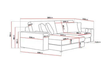 Arken Lyx 4-personers Vendbar L-formet Dyb Chaiselongsofa i stof - Brun - Møbler - Sofaer - Sofa med chaiselong
