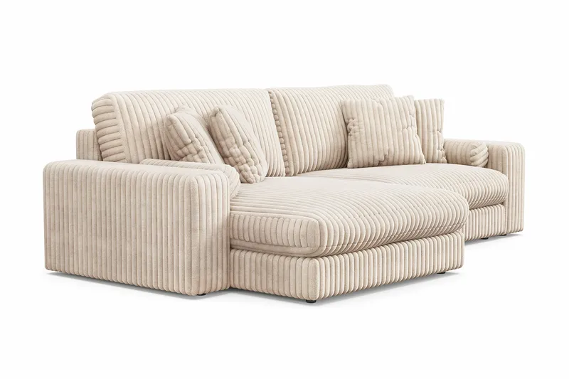 Arken Lyx 4-personers Vendbar L-formet Dyb Chaiselongsofa i Manchester - Beige - Møbler - Sofaer - Sofa med chaiselong
