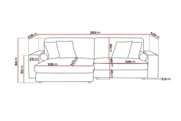 Arken Lyx 4-personers Vendbar L-formet Dyb Chaiselongsofa i stof - Brun - Møbler - Sofaer - Sofa med chaiselong