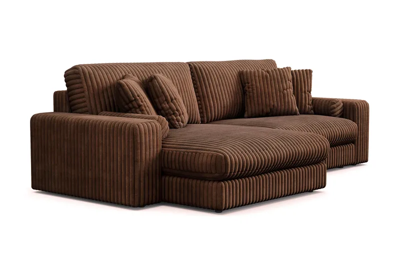 Arken Lyx 4-personers Vendbar L-formet Dyb Chaiselongsofa i Manchester - Mørkebrun - Møbler - Sofaer - Sofa med chaiselong
