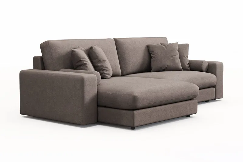 Arken Lyx 4-personers Vendbar L-formet Dyb Chaiselongsofa i stof - Brun - Møbler - Sofaer - Sofa med chaiselong