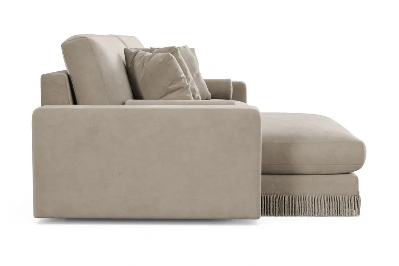 Arken Lyx 4-personers Vendbar L-formet Dyb Chaiselongsofa i fløjl - Beige - Møbler - Sofaer - Sofa med chaiselong
