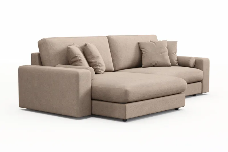 Arken Lyx 4-personers Vendbar L-formet Dyb Chaiselongsofa i stof - Beige - Møbler - Sofaer - Sofa med chaiselong