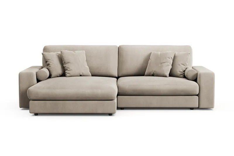 Arken Lyx 4-personers Vendbar L-formet Dyb Chaiselongsofa i Manchester - Greige - Møbler - Sofaer - Sofa med chaiselong