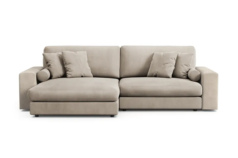 Arken Lyx 4-personers Vendbar L-formet Dyb Chaiselongsofa i Manchester - Greige - Møbler - Sofaer - Sofa med chaiselong