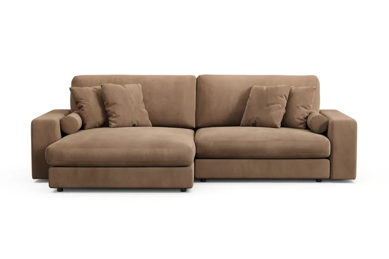 Arken Lyx 4-personers Vendbar L-formet Dyb Chaiselongsofa i Manchester - Brun - Møbler - Sofaer - Sofa med chaiselong